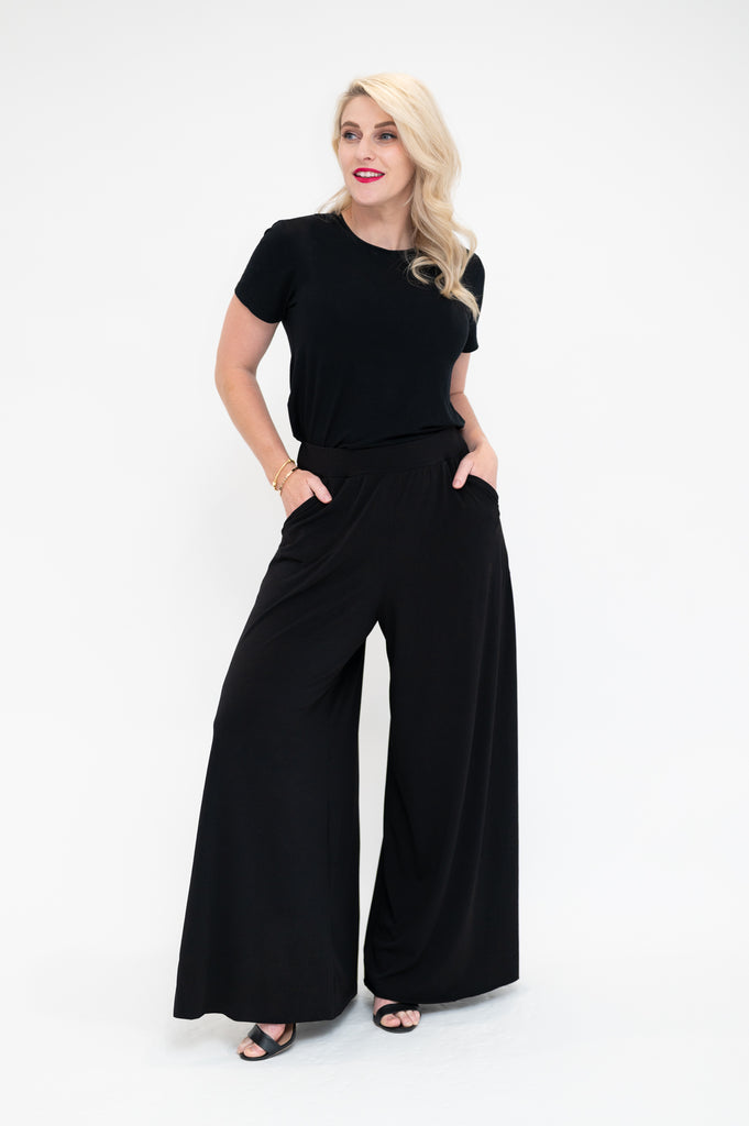 Back Palazzo wide leg flare pants in a long length available in Plus size pants 