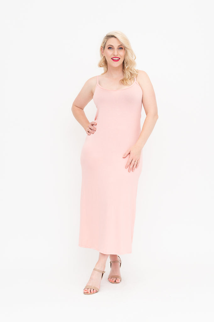 blush pink Slip  dress is available in regular and plus size dress options