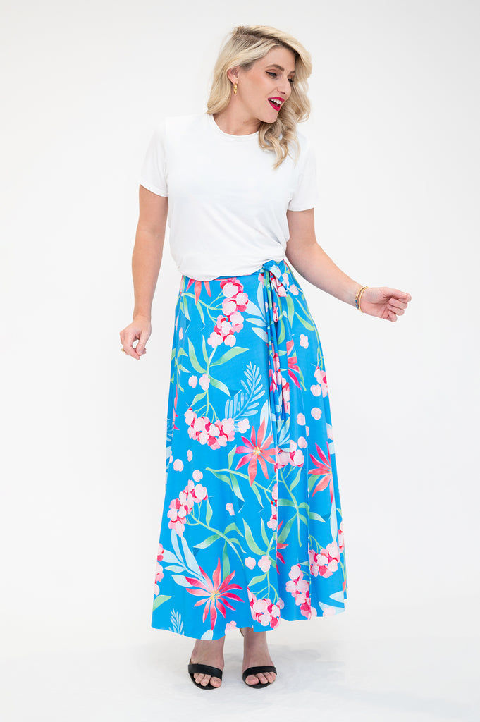 hydrangea Wrap skirt is available in regular and plus size dress options this variant is a midi
