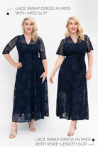 lace wrap dress and slip