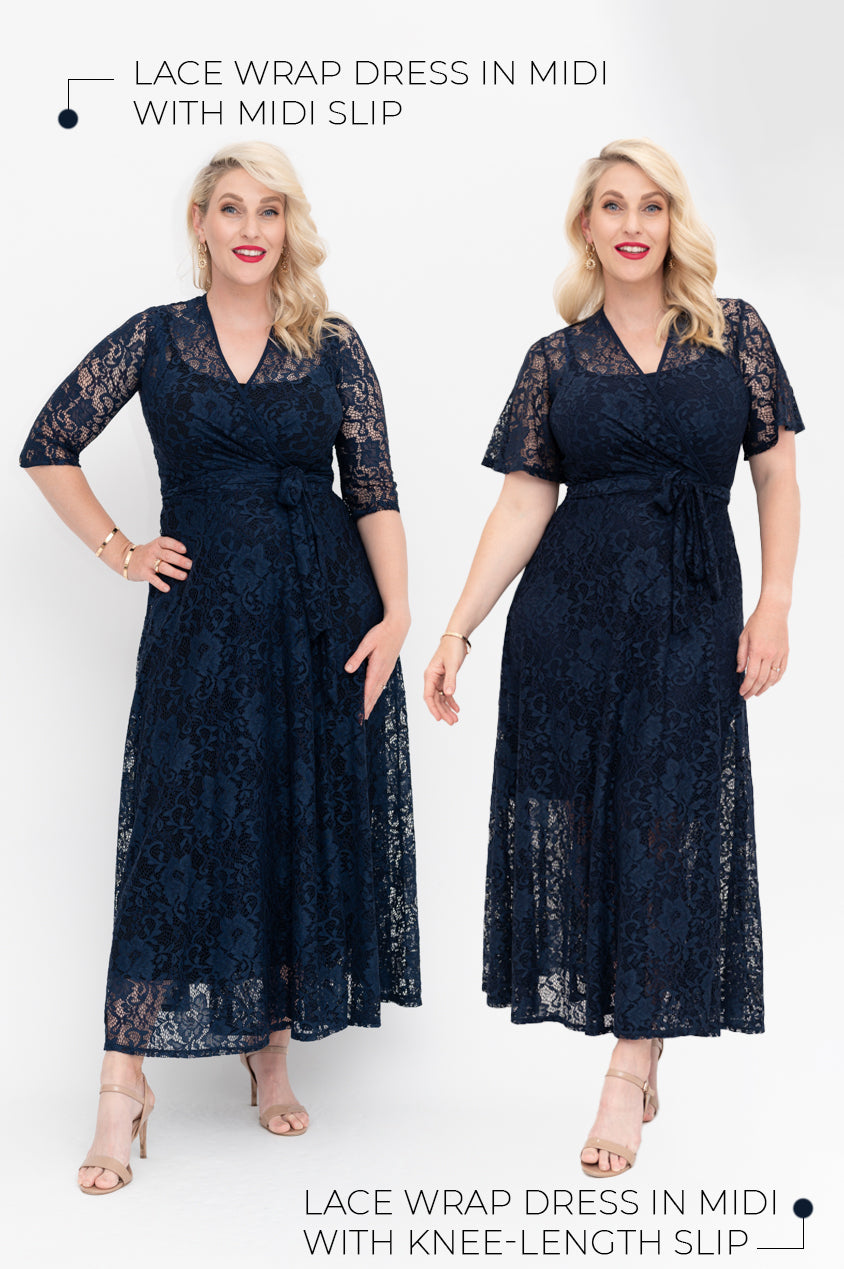 lace wrap dress and slip