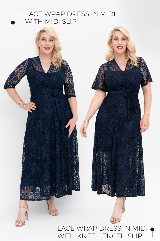 lace wrap dress and slip 