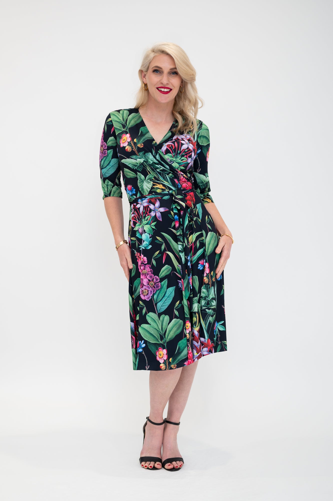 Taylor Wrap Dress 6 3 4 Sleeve Knee Length