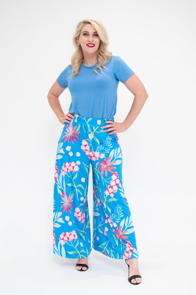 Hydrangea Palazzo wide leg flare pants in a regular length