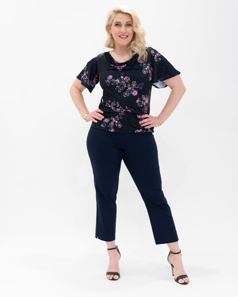 cowl neck top 3fluttersleeve 