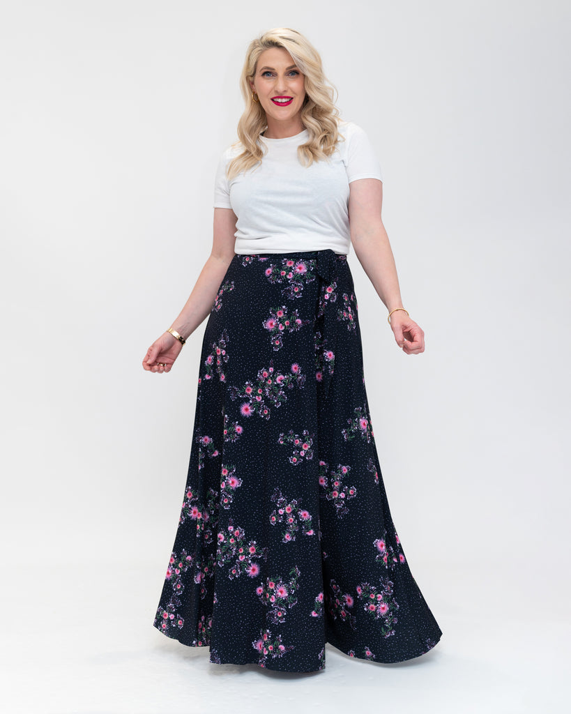 wrap skirt maxi length  front 