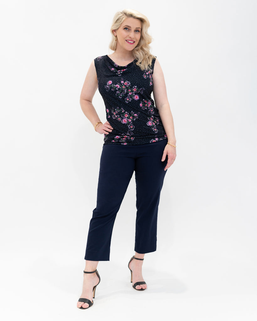 cowl neck top no sleeve 