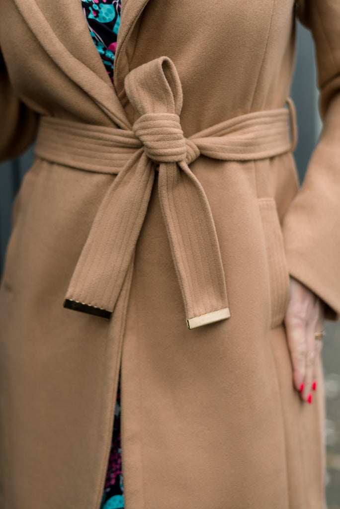 light brown winer jacket bow front view 