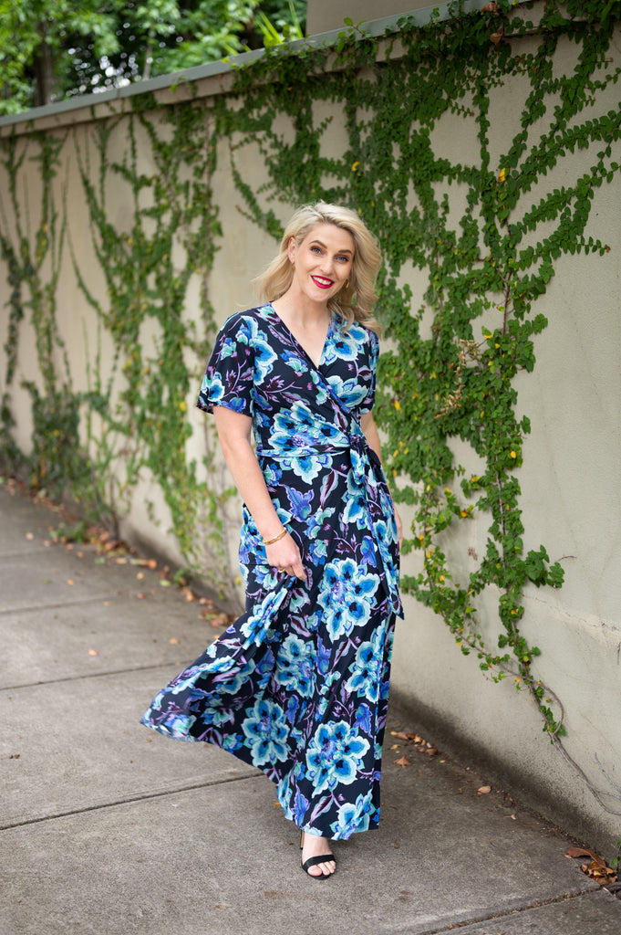floral Wrap dress is available in regular and plus size dress options 