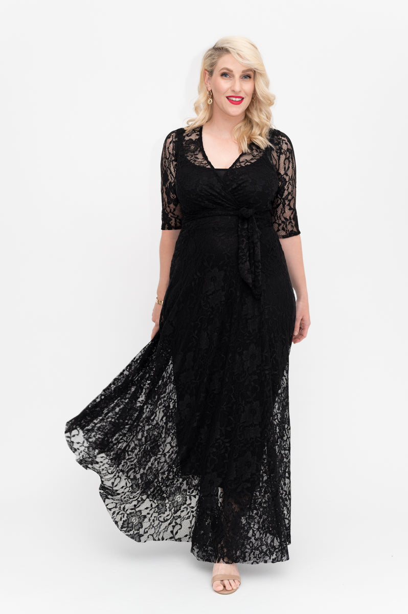 Black lace maxi on sale dress plus size