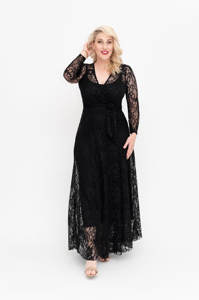 Wrap dress is available in regular and plus size dress options  black wrap dress maxi