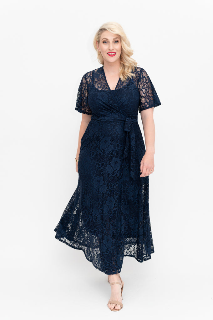 midi lace wrap dresses in maxi with slip dress with flutter sleeve