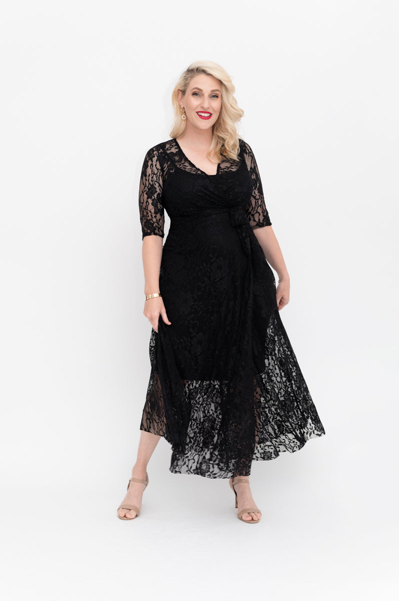 Midi wrap dress with knee length slip 