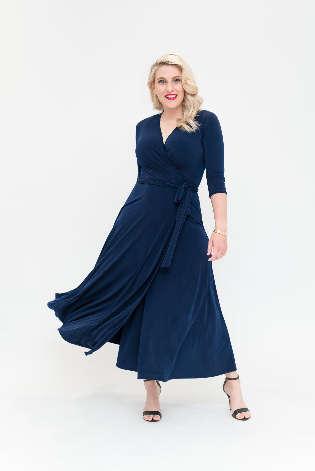 satin wrap dress australia Long satin wrap dress BORA