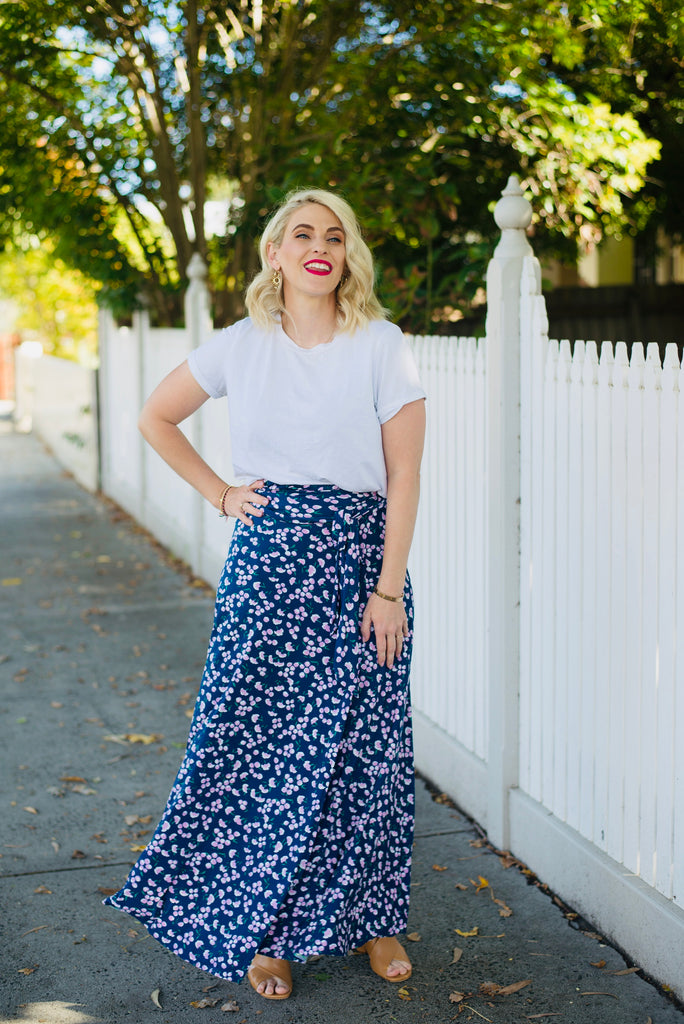 Wrap skirt is available in regular and plus size dress options blue bloossom